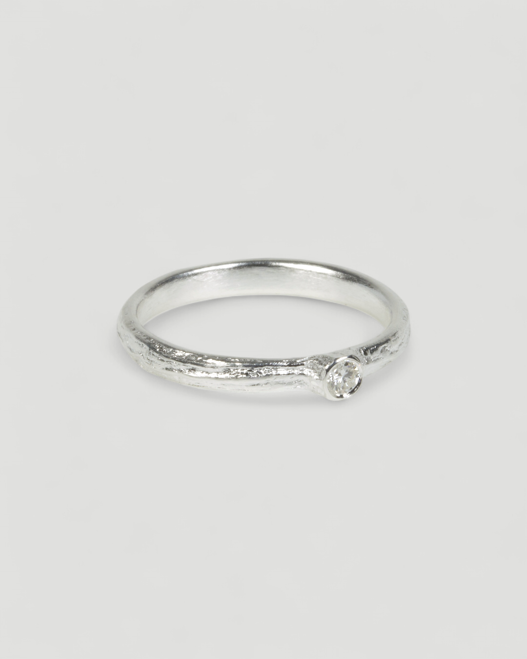 Zarter Bark 925 Silberring mit Brillant LGD (0,06 ct), Ansicht 4