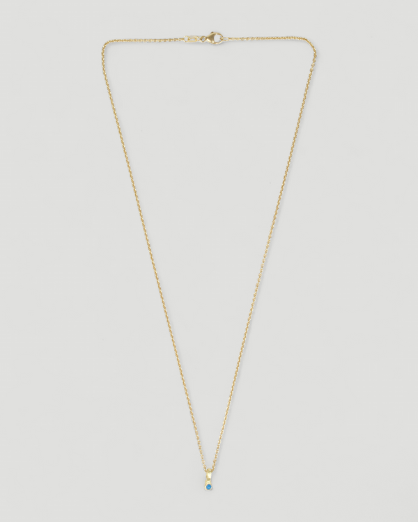 Zarter Würfelanhänger aus 750 Gold mit Türkis (2 mm) und 750 Goldkette