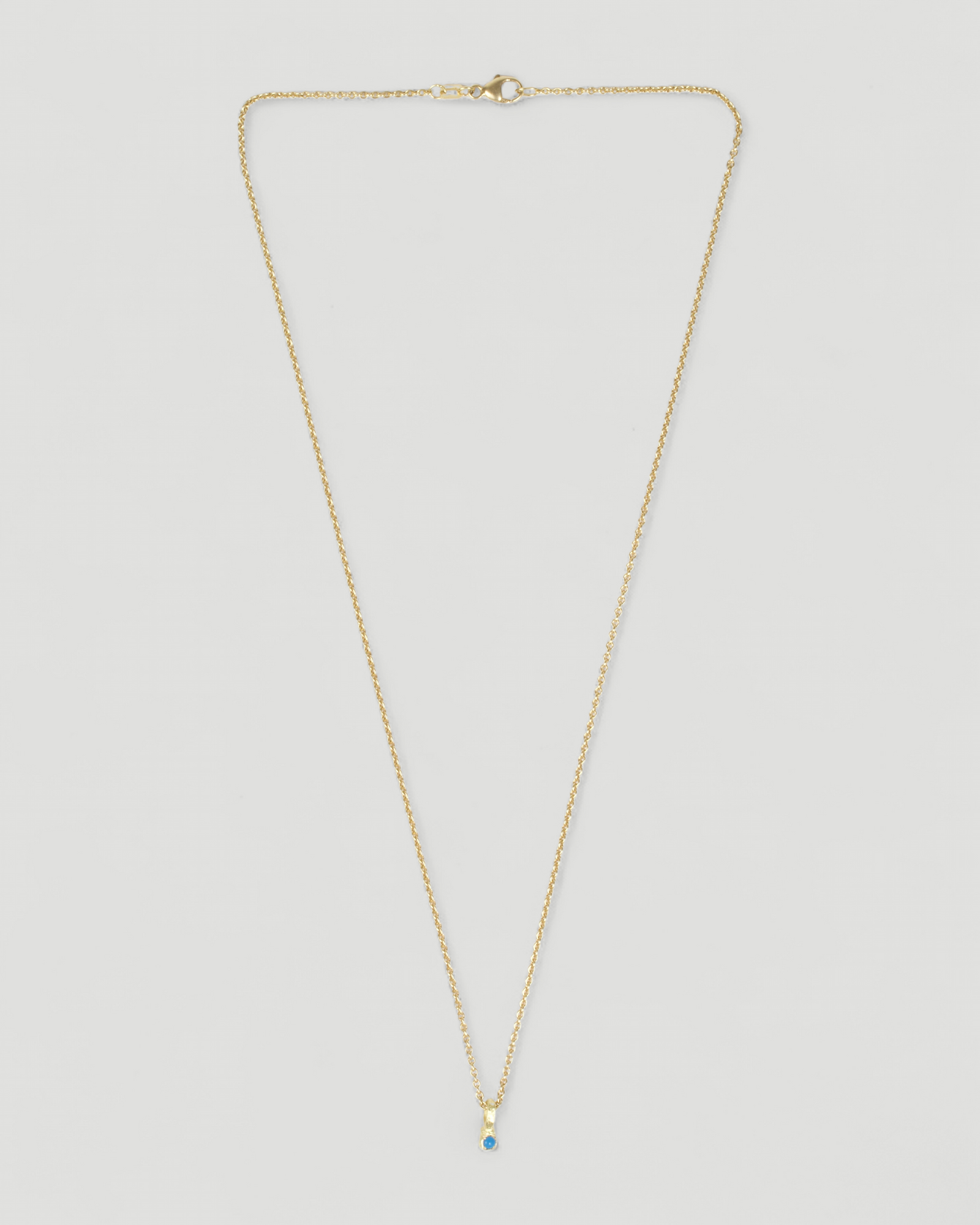 Zarter Würfelanhänger aus 750 Gold mit Türkis (2 mm) und 750 Goldkette, an der Goldkette