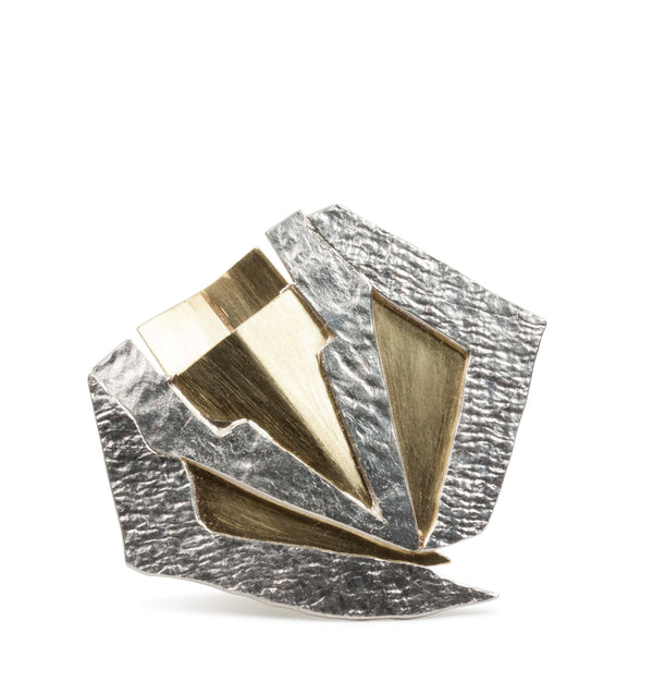 925 Silberbrosche mit 750 Gold