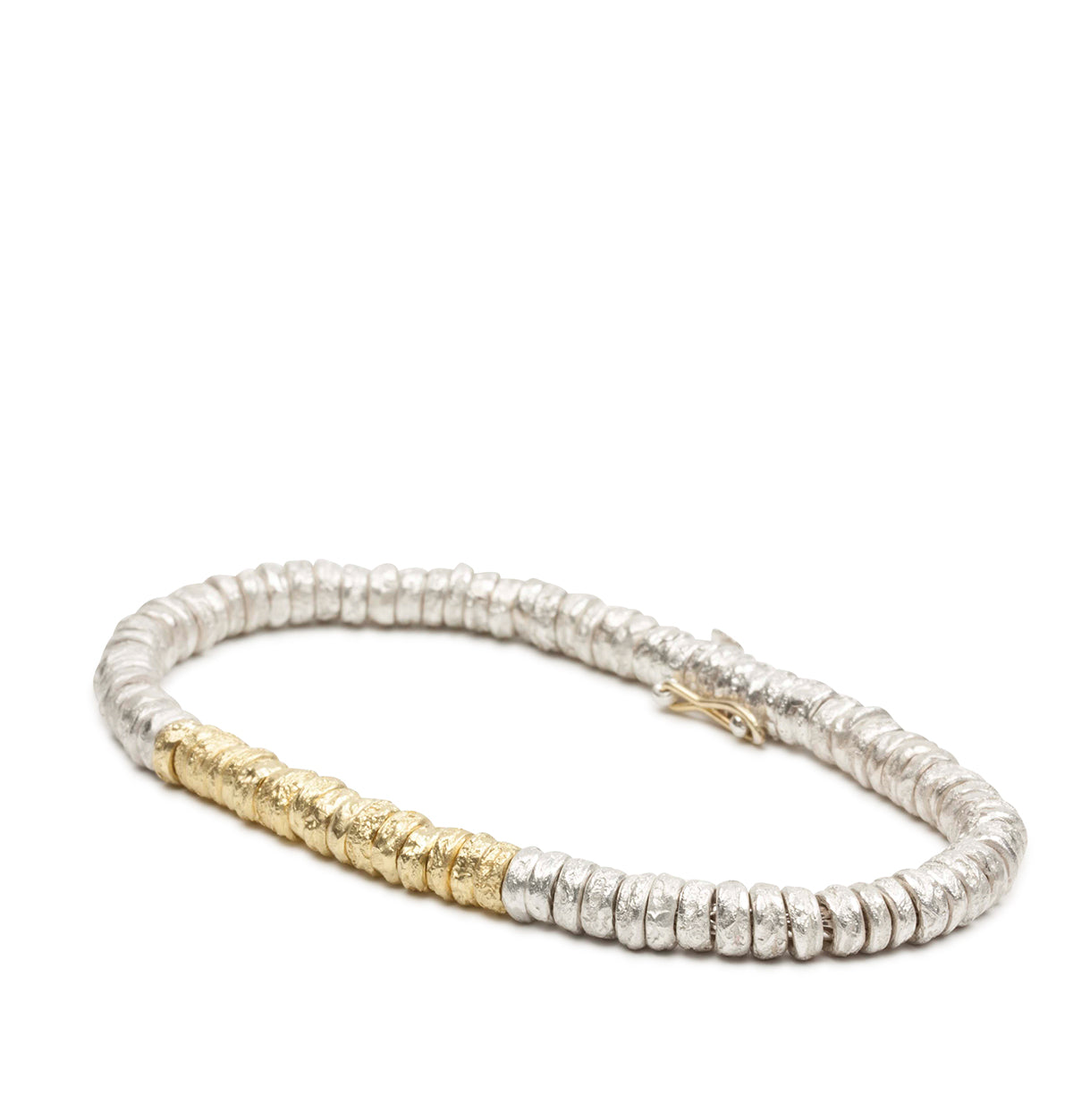 Nugget Eyelets Bracelet aus 925 Silber und 750 Gold