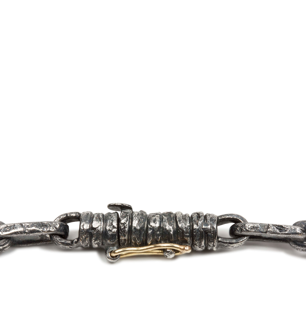 Bicolor Armband aus geschwärzten 925 Silber und 750 Gold