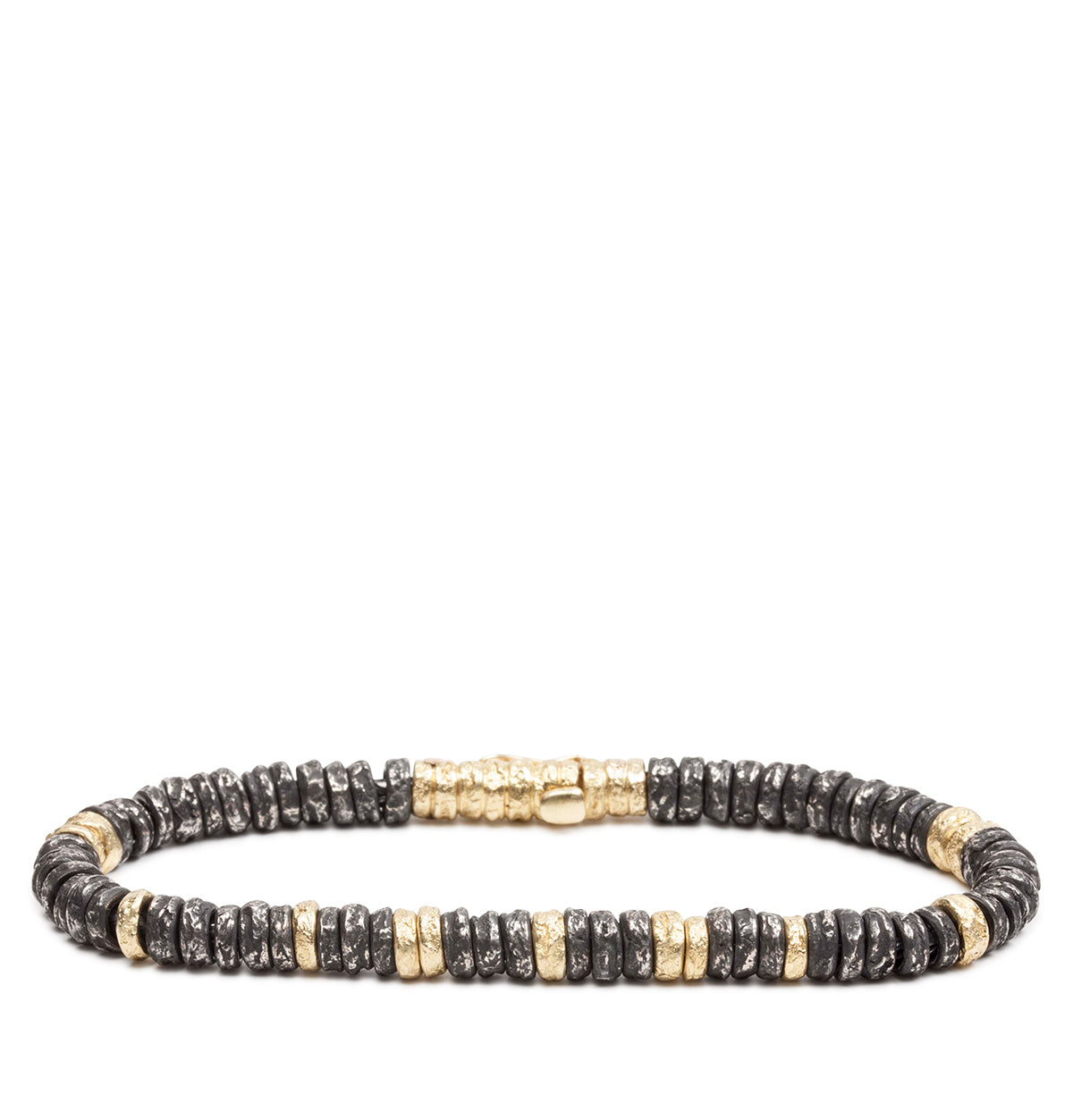 Old Nugget Eyelets Bracelet aus 925 Silber und 750 Gold - Goldschmiede Krack - Trauringe & Unikatschmuck aus Deidesheim