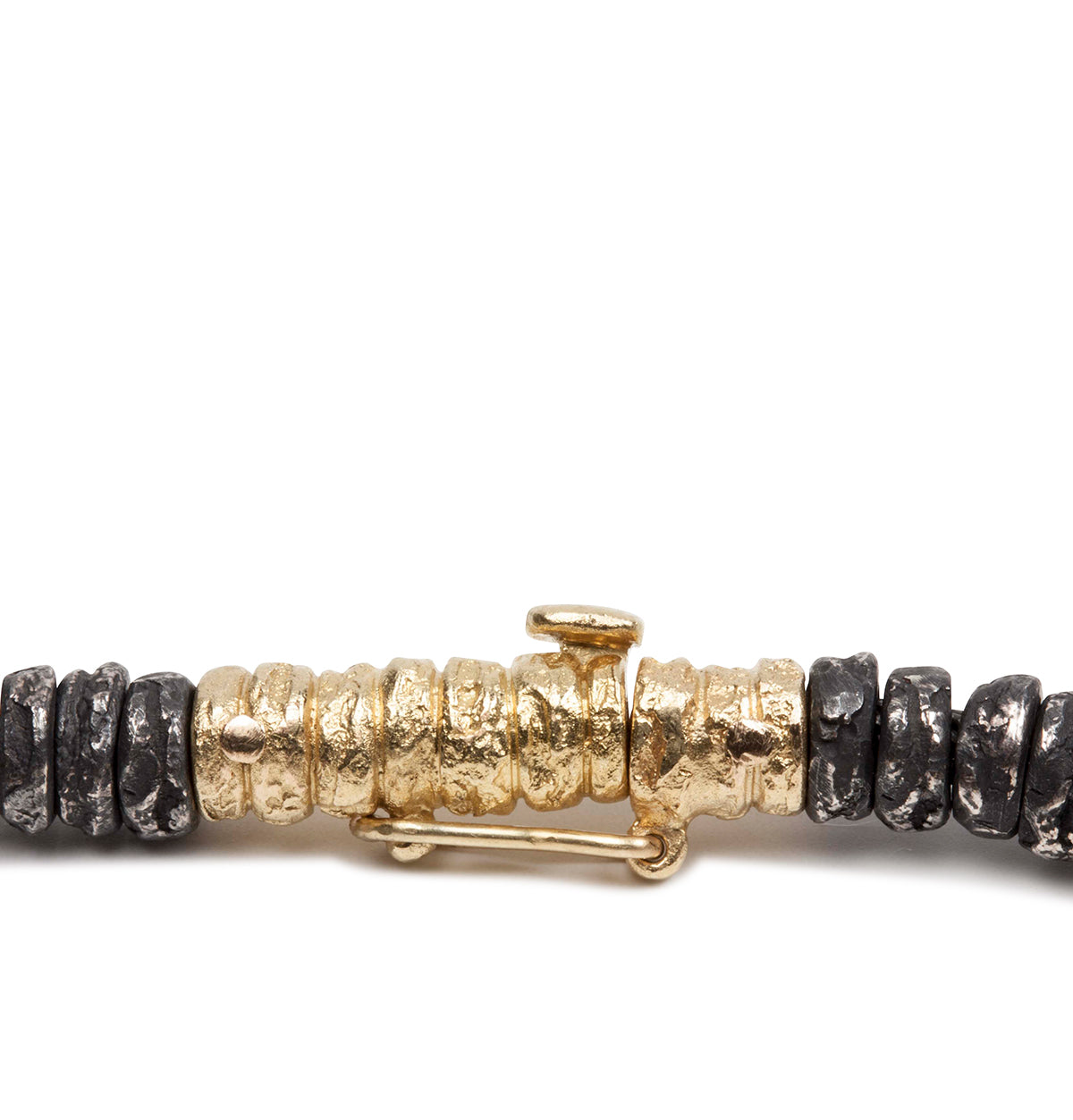 Old Nugget Eyelets Bracelet aus 925 Silber und 750 Gold - Goldschmiede Krack - Trauringe & Unikatschmuck aus Deidesheim