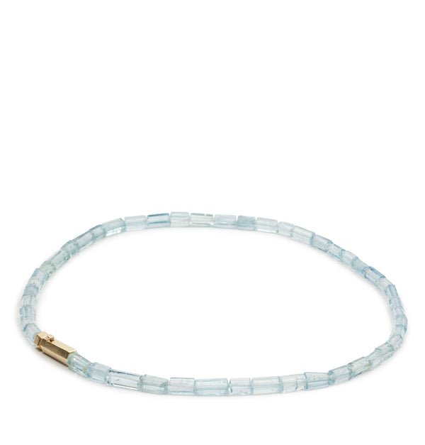 Blaue Aquamarinkette mit 750 Goldverschluss