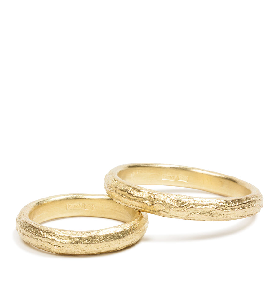 750 Gold Trauringe mit Aststruktur