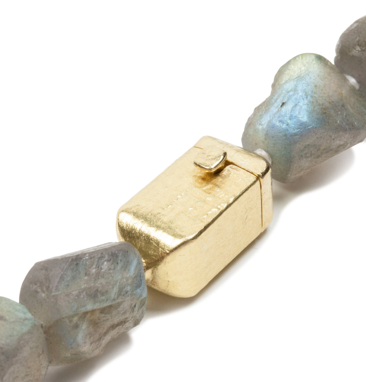 Eckige Labradoritkette mit 750 Goldverschluss